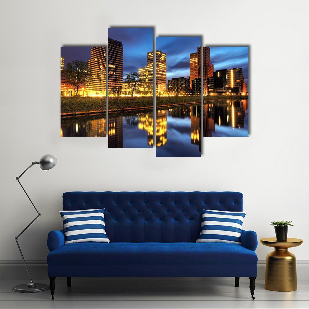 Office Buildings Amsterdam Canvas Wall Art-4 Pop-Gallery Wrap-50" x 32"-Tiaracle