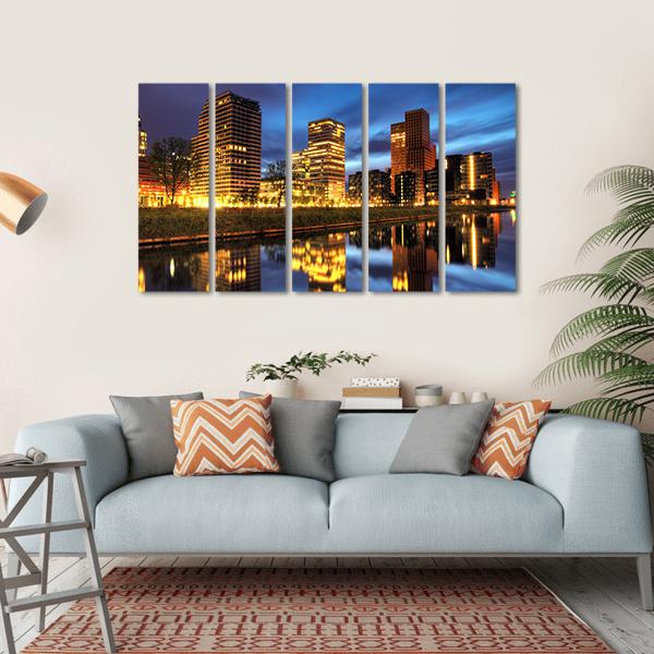 Office Buildings Amsterdam Canvas Wall Art-5 Horizontal-Gallery Wrap-22" x 12"-Tiaracle