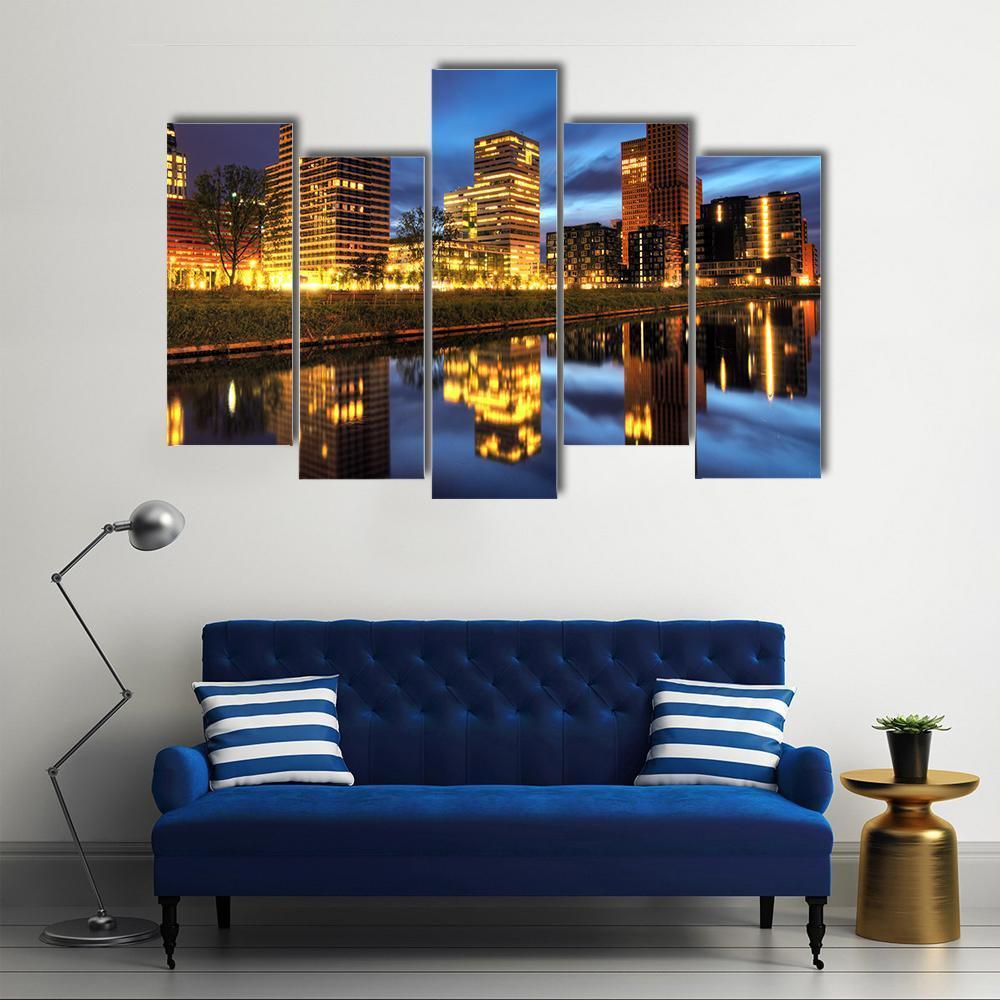 Office Buildings Amsterdam Canvas Wall Art-5 Pop-Gallery Wrap-47" x 32"-Tiaracle