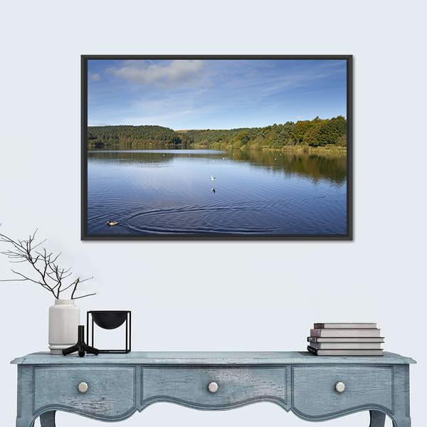 Ogden Reservoir UK Canvas Wall Art-1 Piece-Floating Frame-24" x 16"-Tiaracle