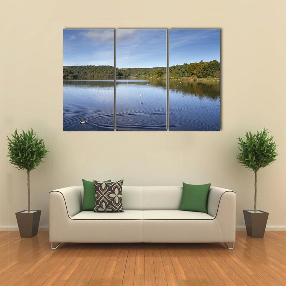 Ogden Reservoir UK Canvas Wall Art-3 Horizontal-Gallery Wrap-37" x 24"-Tiaracle