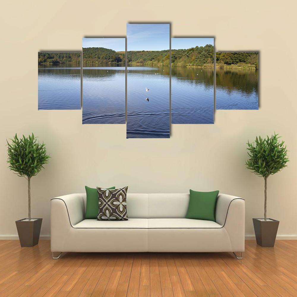 Ogden Reservoir UK Canvas Wall Art-5 Pop-Gallery Wrap-47" x 32"-Tiaracle