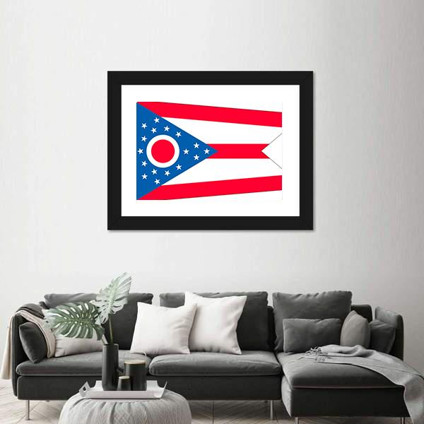 Ohio State Flag Canvas Wall Art-3 Horizontal-Gallery Wrap-25" x 16"-Tiaracle