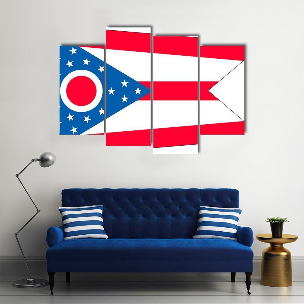 Ohio State Flag Canvas Wall Art-4 Pop-Gallery Wrap-50" x 32"-Tiaracle