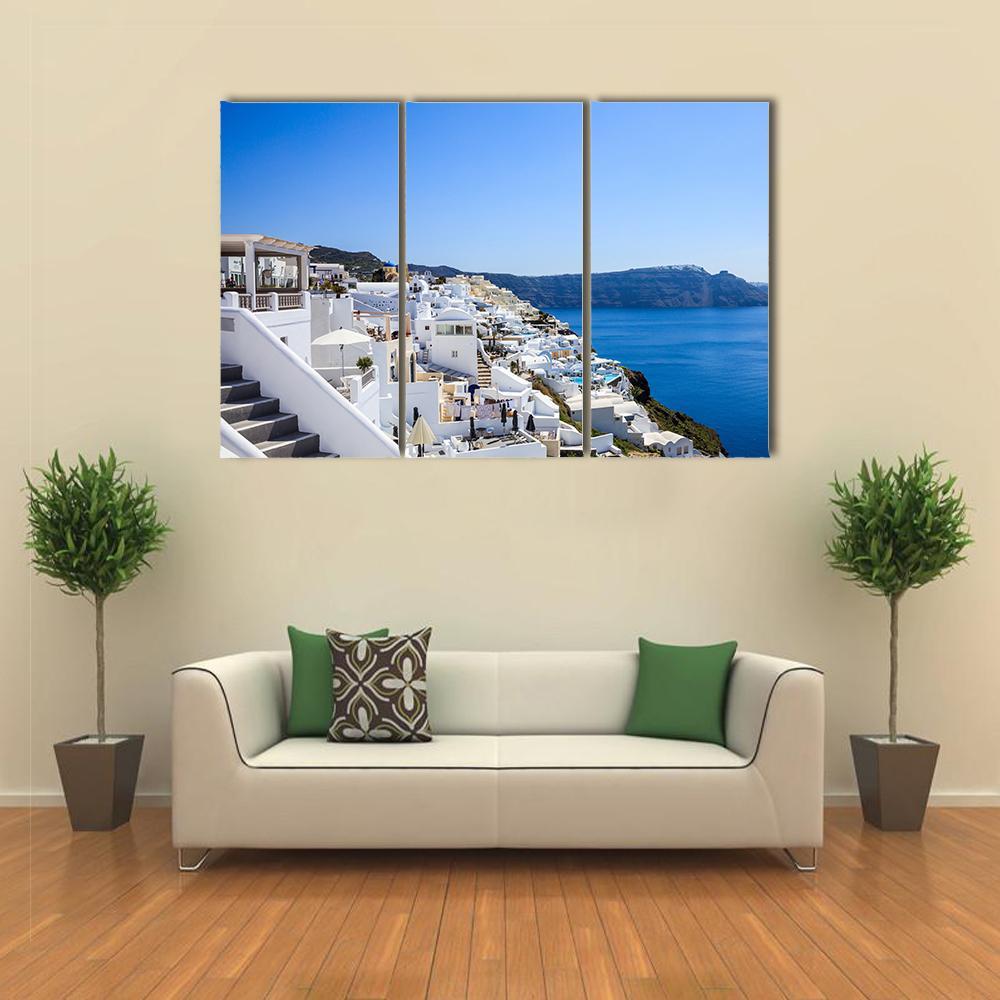 Santorini Island Greece Canvas Wall Art-3 Horizontal-Gallery Wrap-37" x 24"-Tiaracle