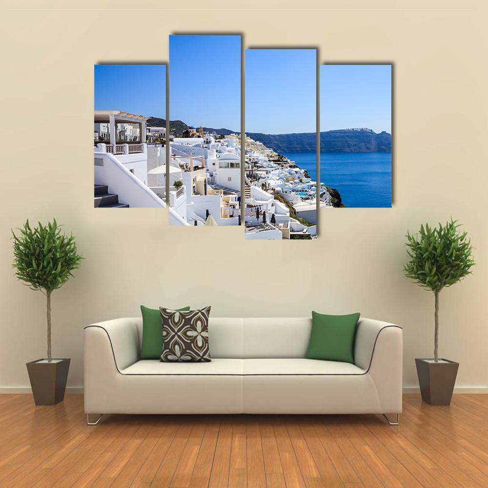 Santorini Island Greece Canvas Wall Art-4 Pop-Gallery Wrap-50" x 32"-Tiaracle