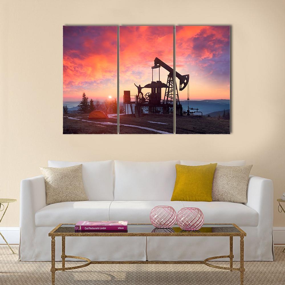 Oil &amp; Gas Electric Pump Canvas Wall Art-3 Horizontal-Gallery Wrap-37&quot; x 24&quot;-Tiaracle