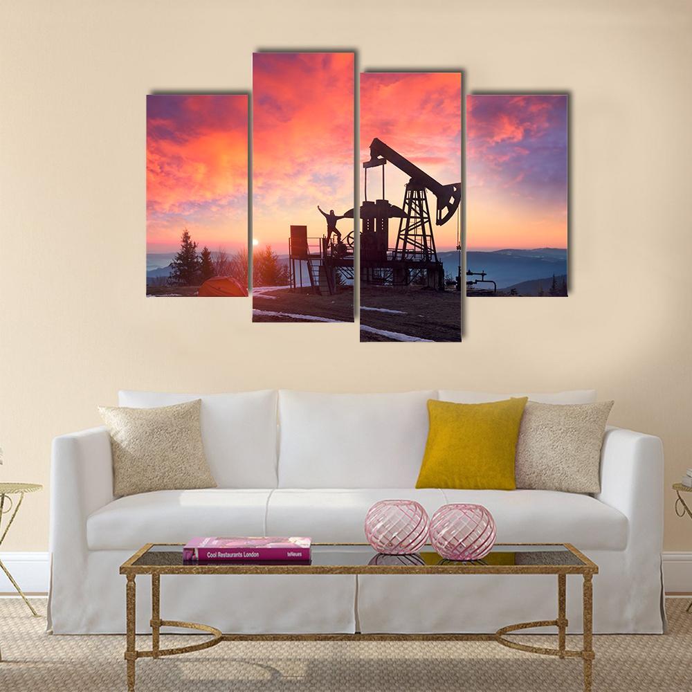 Oil &amp; Gas Electric Pump Canvas Wall Art-4 Pop-Gallery Wrap-50" x 32"-Tiaracle