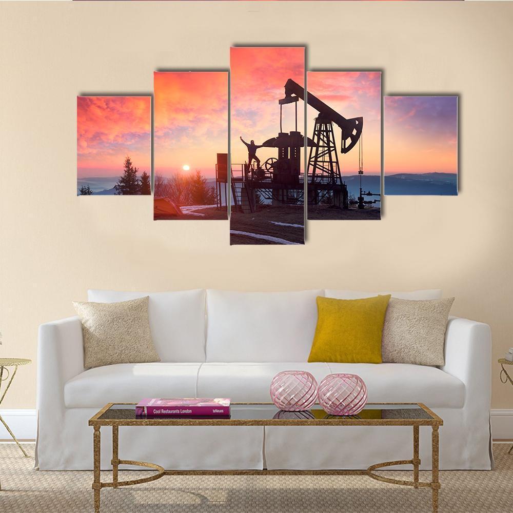 Oil &amp; Gas Electric Pump Canvas Wall Art-5 Star-Gallery Wrap-62&quot; x 32&quot;-Tiaracle