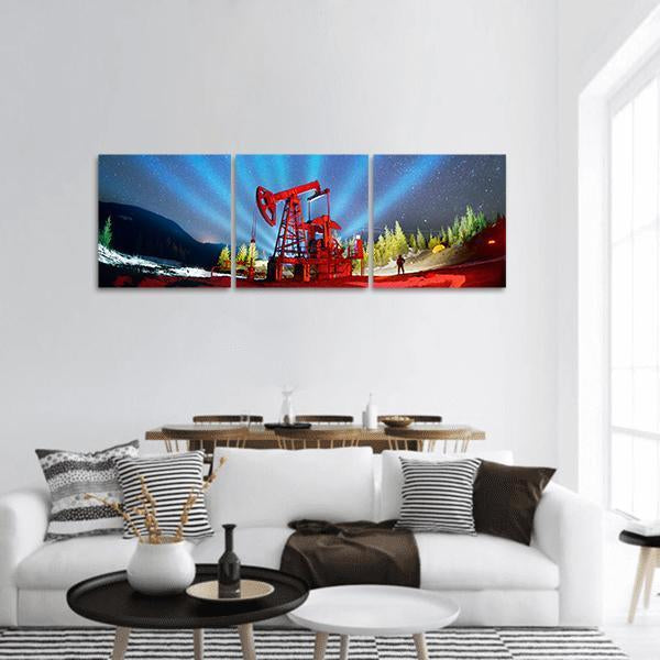Oil & Gas Extraction Pump Panoramic Canvas Wall Art-3 Piece-25" x 08"-Tiaracle