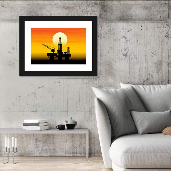 Oil Derrick In Sea Canvas Wall Art-3 Horizontal-Gallery Wrap-25" x 16"-Tiaracle