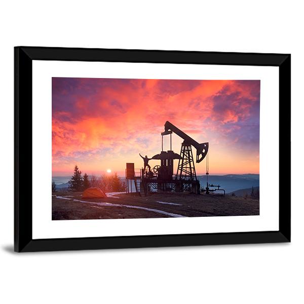 Oil & Gas Electric Pump Panoramic Canvas Wall Art-1 Piece-36" x 12"-Tiaracle