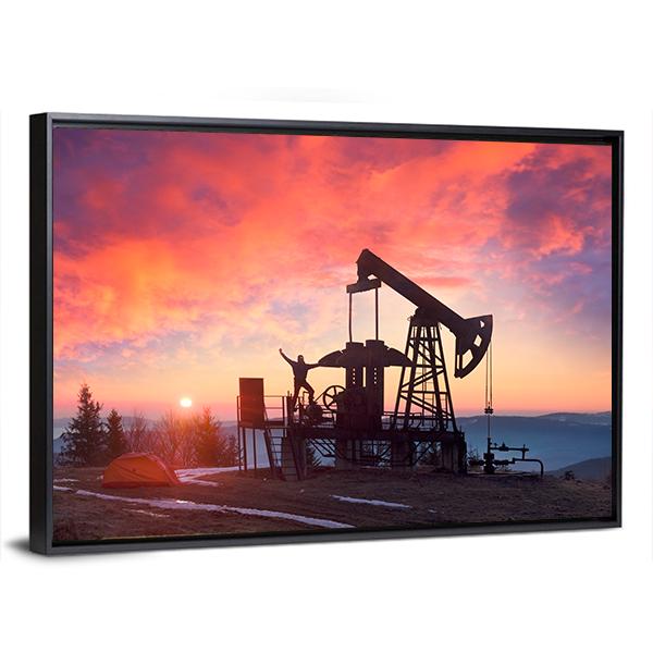 Oil & Gas Electric Pump Panoramic Canvas Wall Art-1 Piece-36" x 12"-Tiaracle