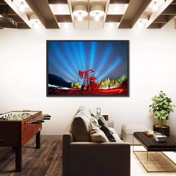 Oil &amp; Gas Extraction Pump Panoramic Canvas Wall Art-1 Piece-36" x 12"-Tiaracle