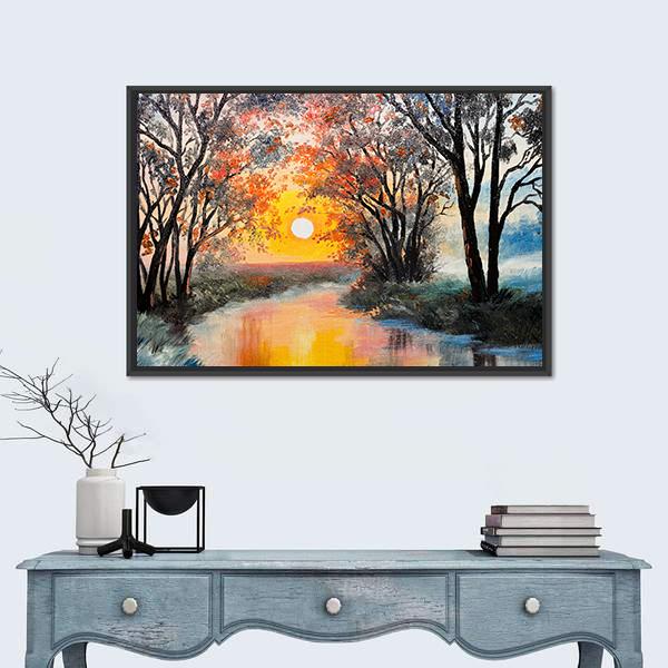 Oil Painting Of Nature Canvas Wall Art-3 Horizontal-Gallery Wrap-25" x 16"-Tiaracle