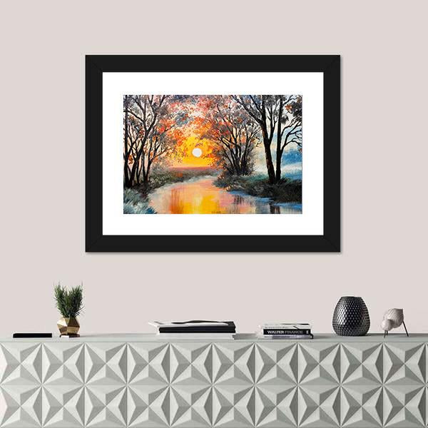 Oil Painting Of Nature Canvas Wall Art-3 Horizontal-Gallery Wrap-25" x 16"-Tiaracle