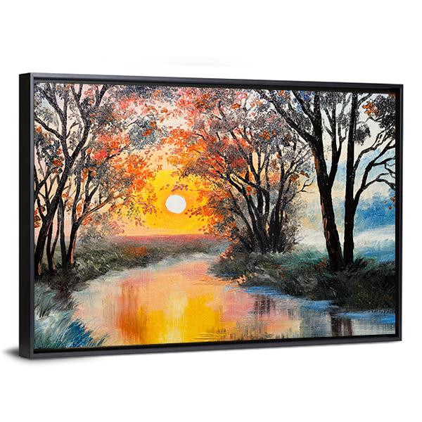 Oil Painting Of Nature Canvas Wall Art-3 Horizontal-Gallery Wrap-25" x 16"-Tiaracle