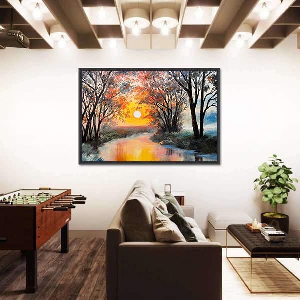 Oil Painting Of Nature Canvas Wall Art-3 Horizontal-Gallery Wrap-25" x 16"-Tiaracle