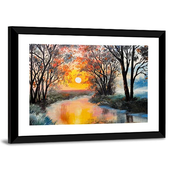 Oil Painting Of Nature Canvas Wall Art-3 Horizontal-Gallery Wrap-25" x 16"-Tiaracle