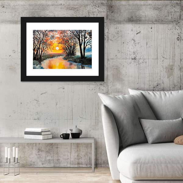 Oil Painting Of Nature Canvas Wall Art-3 Horizontal-Gallery Wrap-25" x 16"-Tiaracle