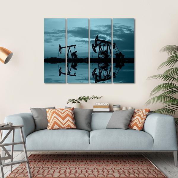 Oil Pipeline &amp; Pumping Unit Canvas Wall Art-4 Horizontal-Gallery Wrap-34" x 24"-Tiaracle
