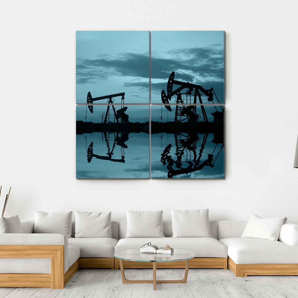 Oil Pipeline &amp; Pumping Unit Canvas Wall Art-4 Square-Gallery Wrap-17" x 17"-Tiaracle
