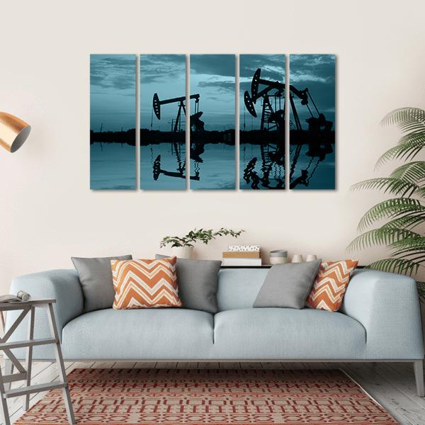 Oil Pipeline & Pumping Unit Canvas Wall Art-5 Horizontal-Gallery Wrap-22" x 12"-Tiaracle