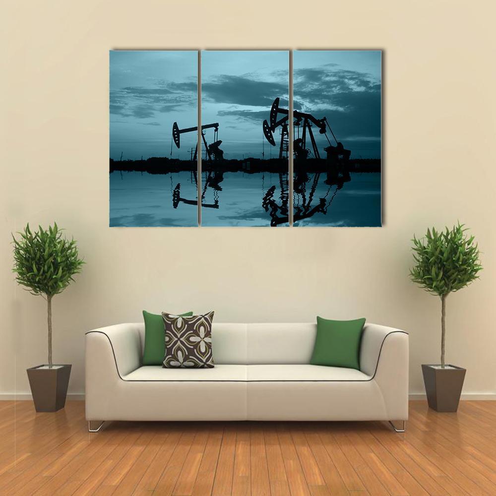 Oil Pipeline & Pumping Unit Canvas Wall Art-3 Horizontal-Gallery Wrap-37" x 24"-Tiaracle