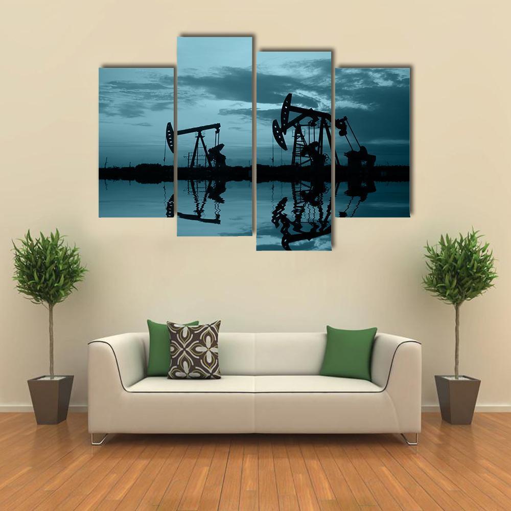 Oil Pipeline & Pumping Unit Canvas Wall Art-4 Pop-Gallery Wrap-50" x 32"-Tiaracle