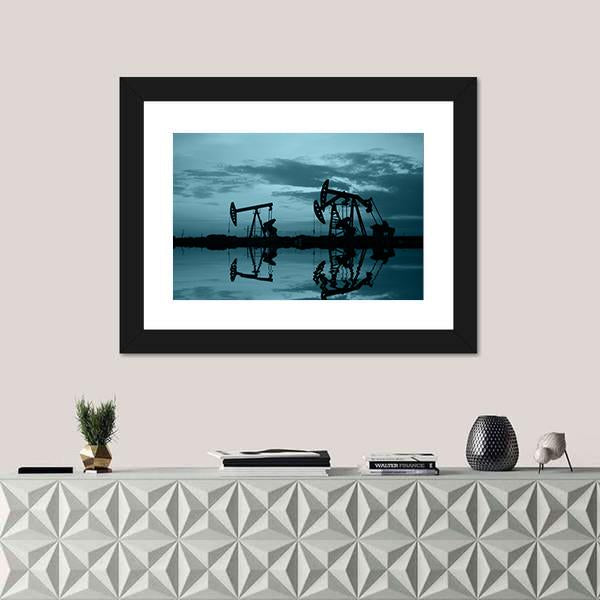 Oil Pipeline &amp; Pumping Unit Canvas Wall Art-1 Piece-Framed Print-20&quot; x 16&quot;-Tiaracle