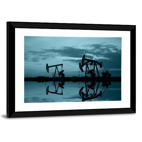 Oil Pipeline &amp; Pumping Unit Canvas Wall Art-3 Horizontal-Gallery Wrap-25&quot; x 16&quot;-Tiaracle