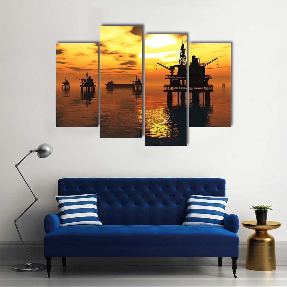 Oil Tankers In Sea Canvas Wall Art-4 Pop-Gallery Wrap-50" x 32"-Tiaracle