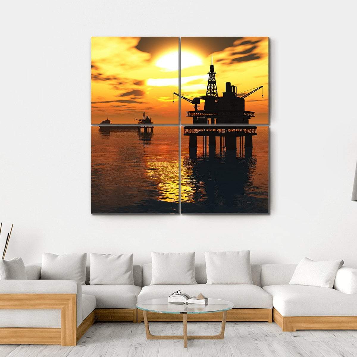 Oil Tankers In Sea Canvas Wall Art-4 Square-Gallery Wrap-17" x 17"-Tiaracle