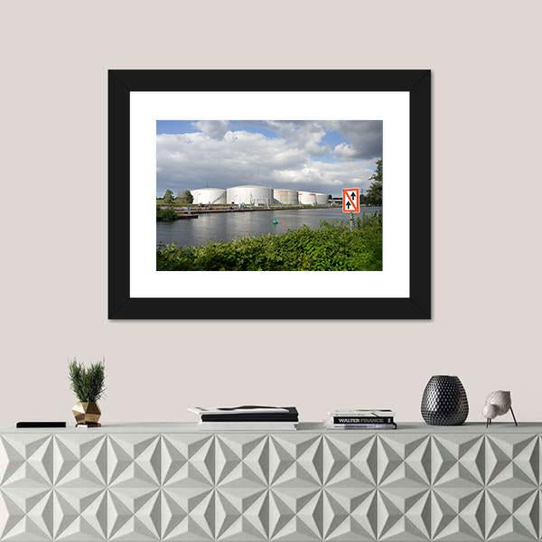 Oil Port In Germany Canvas Wall Art-1 Piece-Framed Print-20" x 16"-Tiaracle