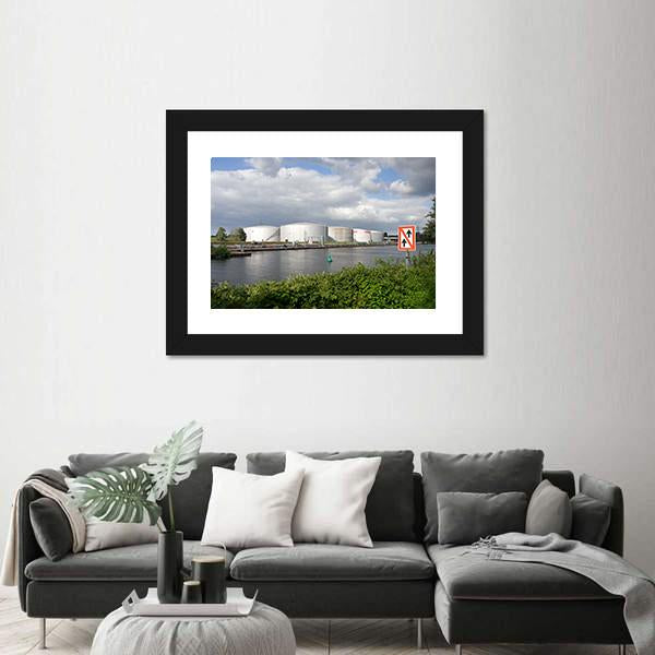 Oil Port In Germany Canvas Wall Art-3 Horizontal-Gallery Wrap-25" x 16"-Tiaracle