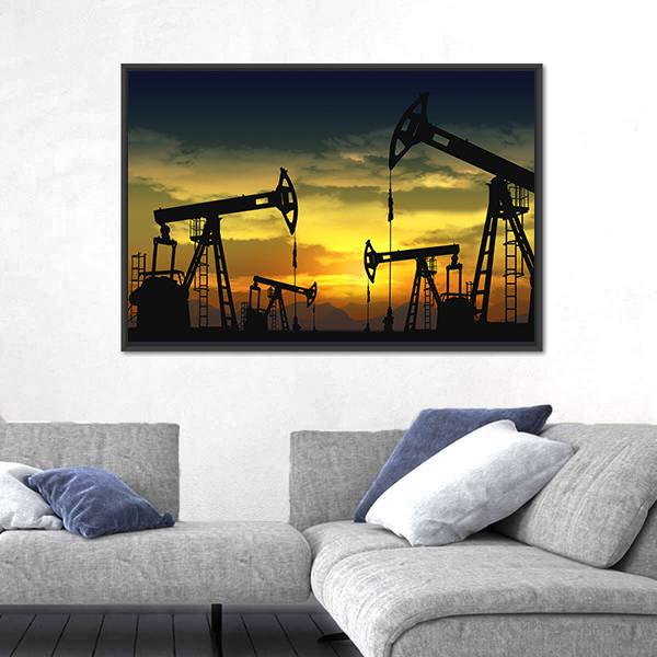 Oil Pump Jack In Operation Canvas Wall Art-3 Horizontal-Gallery Wrap-25" x 16"-Tiaracle