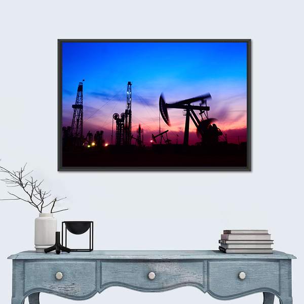 Oil Pumping Unit Canvas Wall Art-1 Piece-Floating Frame-24" x 16"-Tiaracle