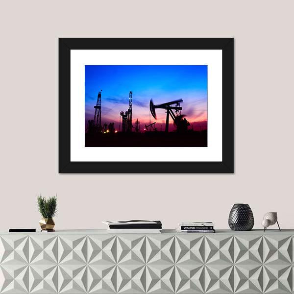 Oil Pumping Unit Canvas Wall Art-1 Piece-Framed Print-20" x 16"-Tiaracle