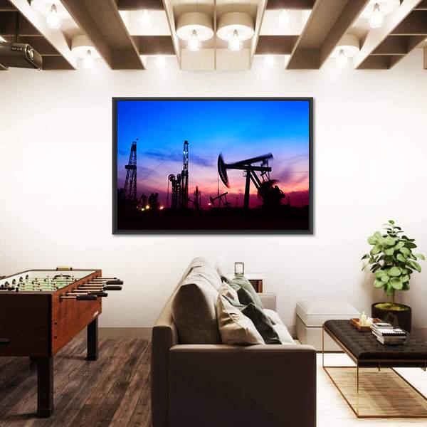 Oil Pumping Unit Canvas Wall Art-3 Horizontal-Gallery Wrap-25" x 16"-Tiaracle