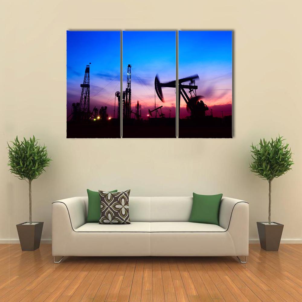 Oil Pumping Unit Canvas Wall Art-3 Horizontal-Gallery Wrap-37" x 24"-Tiaracle