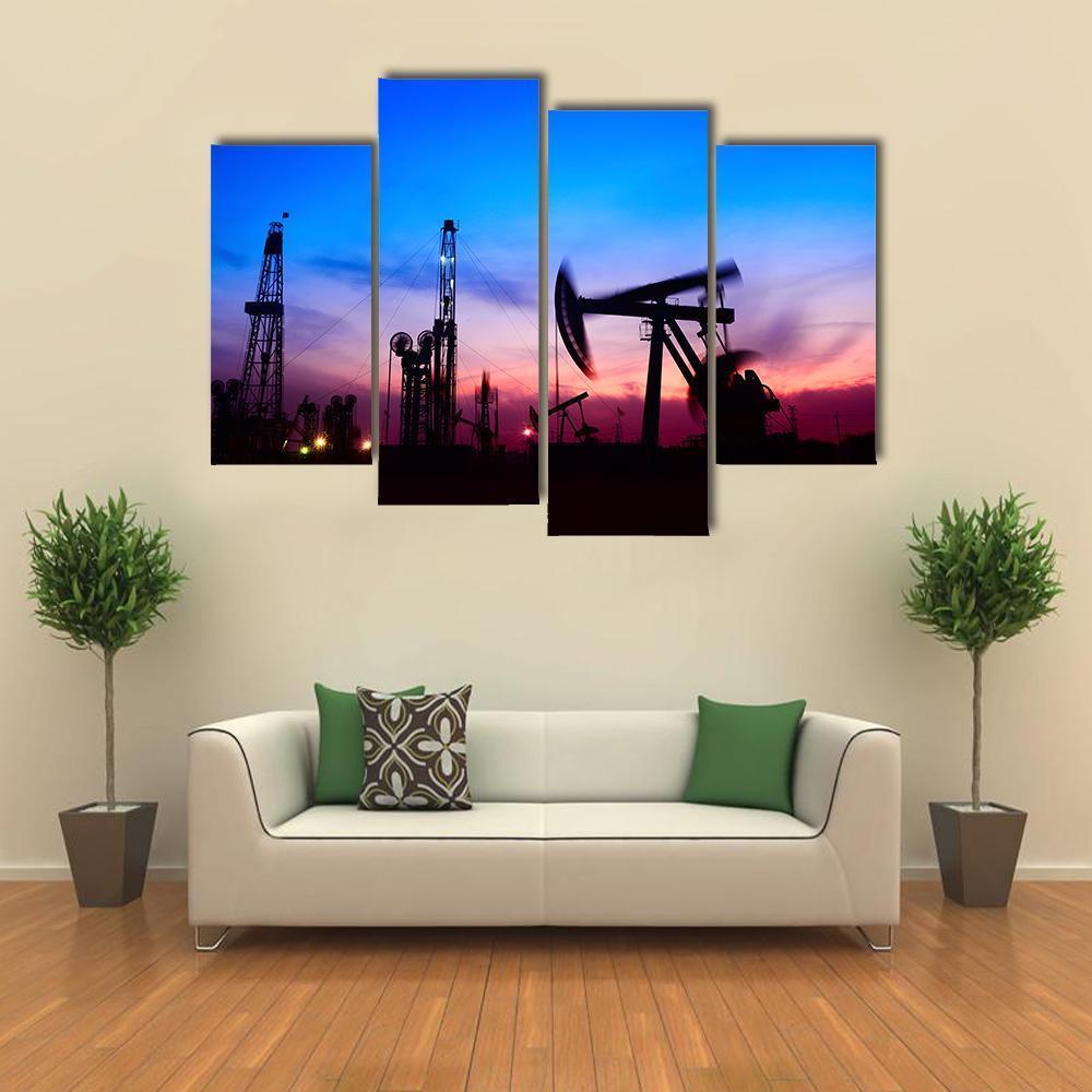 Oil Pumping Unit Canvas Wall Art-4 Pop-Gallery Wrap-50" x 32"-Tiaracle