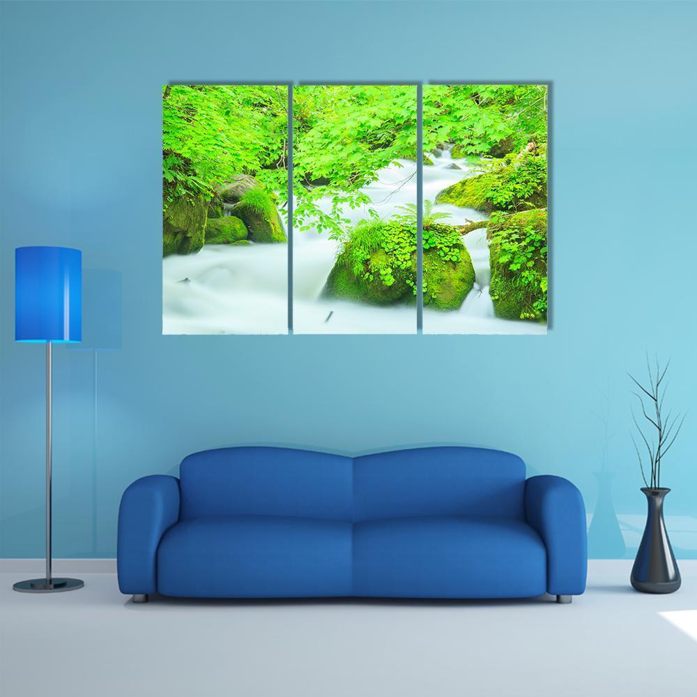 Oirase Stream Japan Canvas Wall Art-5 Pop-Gallery Wrap-47" x 32"-Tiaracle