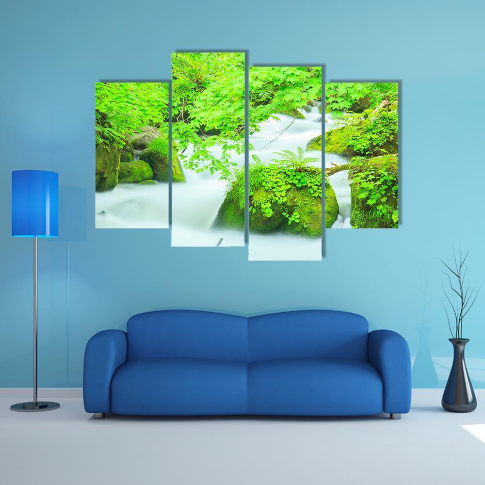 Oirase Stream Japan Canvas Wall Art-4 Pop-Gallery Wrap-50" x 32"-Tiaracle