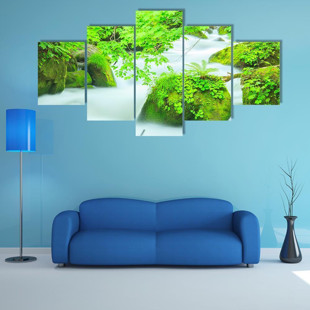 Oirase Stream Japan Canvas Wall Art-5 Star-Gallery Wrap-62" x 32"-Tiaracle