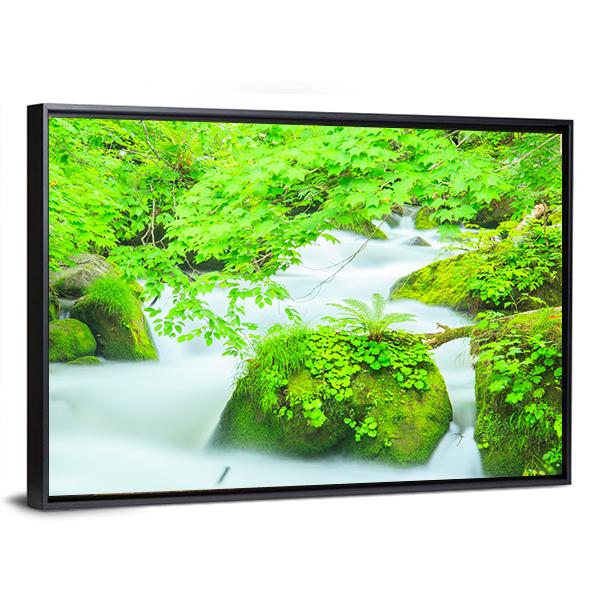 Oirase Stream Japan Canvas Wall Art-3 Horizontal-Gallery Wrap-25" x 16"-Tiaracle