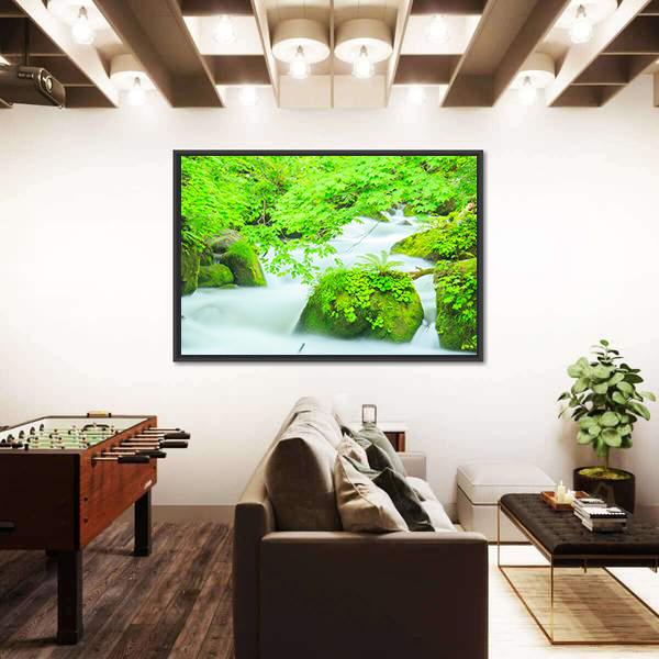 Oirase Stream Japan Canvas Wall Art-3 Horizontal-Gallery Wrap-25" x 16"-Tiaracle