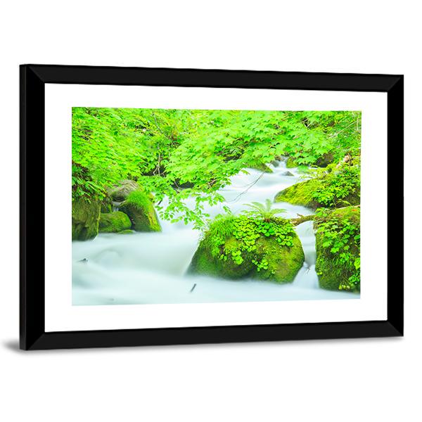 Oirase Stream Japan Canvas Wall Art-3 Horizontal-Gallery Wrap-25" x 16"-Tiaracle