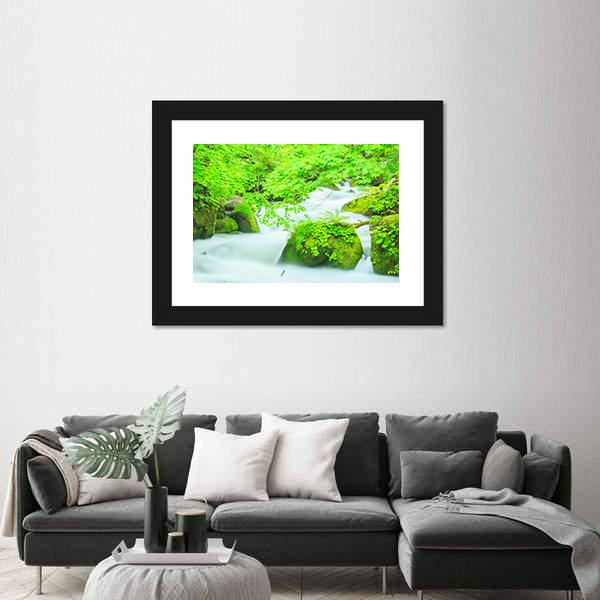 Oirase Stream Japan Canvas Wall Art-3 Horizontal-Gallery Wrap-25" x 16"-Tiaracle