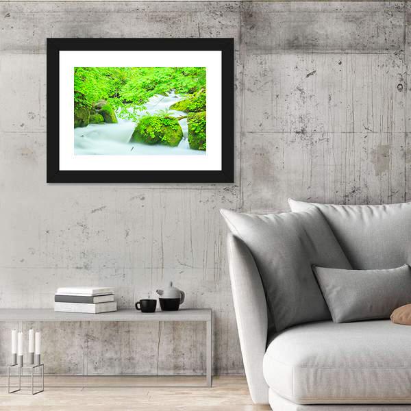 Oirase Stream Japan Canvas Wall Art-3 Horizontal-Gallery Wrap-25" x 16"-Tiaracle