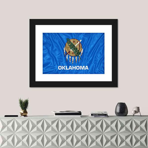 Oklahoma Flag Canvas Wall Art-1 Piece-Framed Print-20" x 16"-Tiaracle